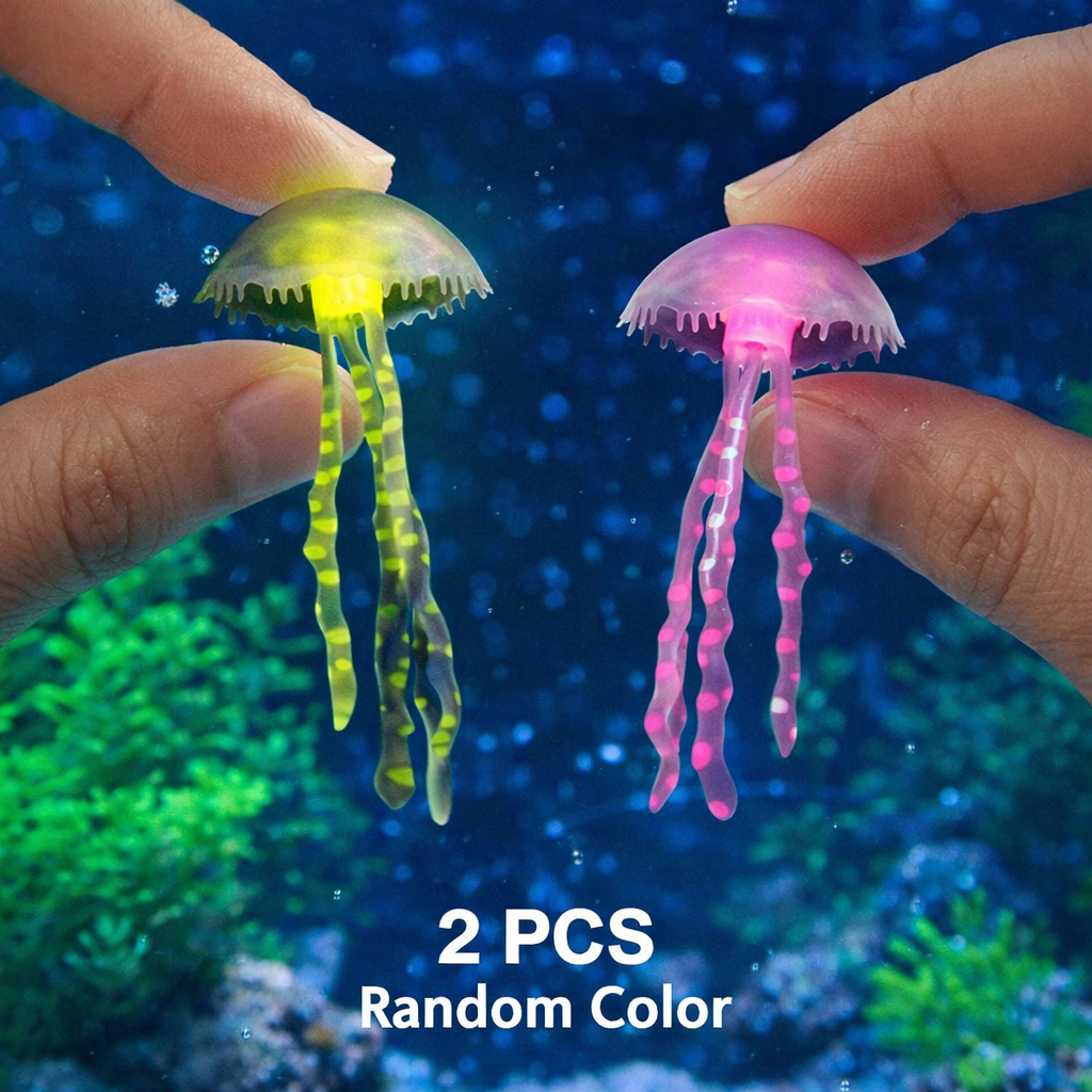 Aquarium Fish Discus - 2 Méduse artificielles lumineuses flottantes, couleur