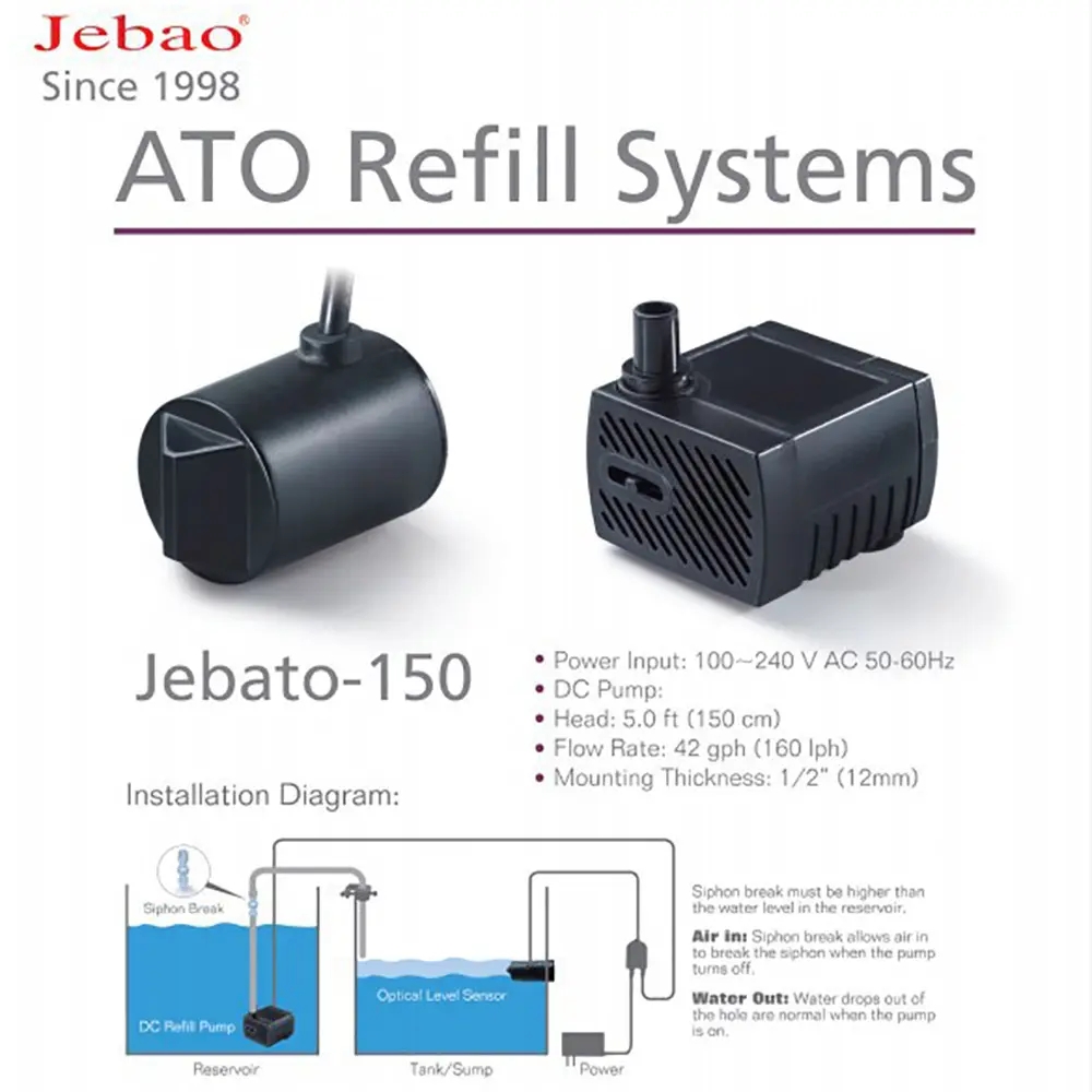 Jebato-150 ATO systèmes de rec - Aquarium Auto Top Off avis et prix